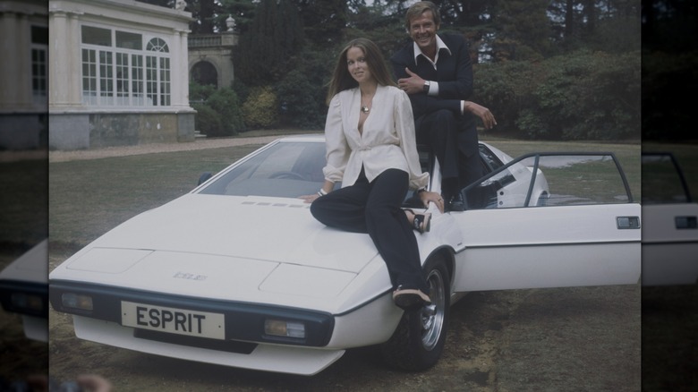 Roger Moore and Barbara Bach with 007 Lotus Esprit