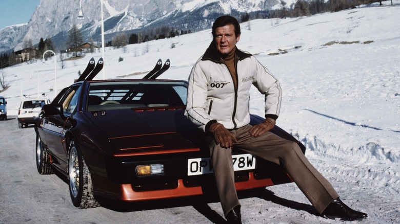 Roger Moore with 1980 Lotus Turbo Esprit