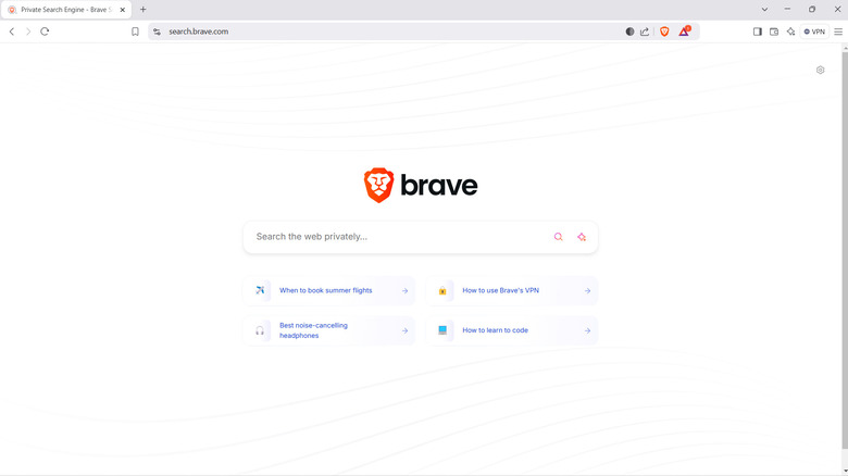 Brave browser with Brave search opened