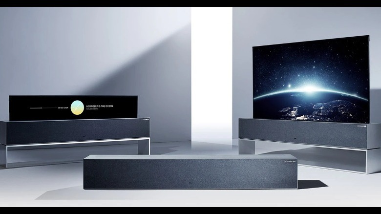 LG Signature OLED R in futuristic room