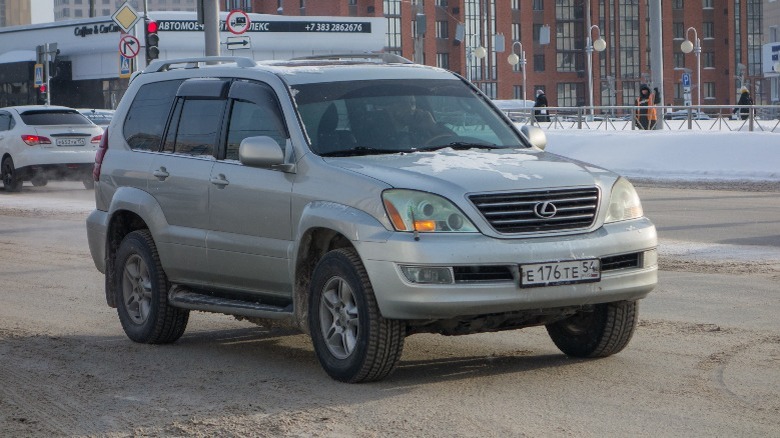 silver Lexus GX470 SUV on a road