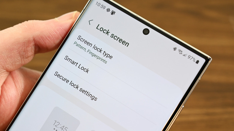 Android lock screen menu settings