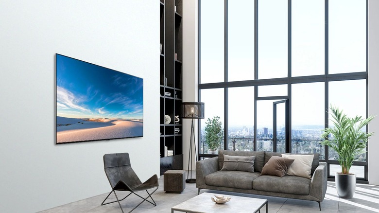 LG 8K TV mounted in living room