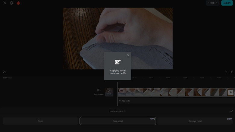 Automatic vocal isolation in Capcut
