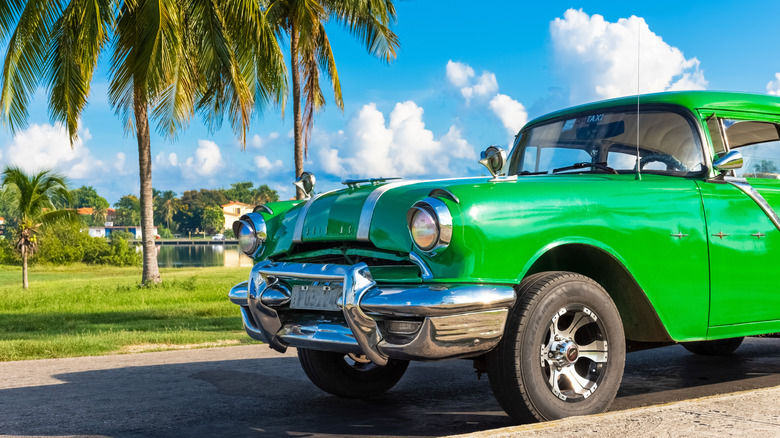 A bright green Pontiac Chieftain in Varadero, Cuba.