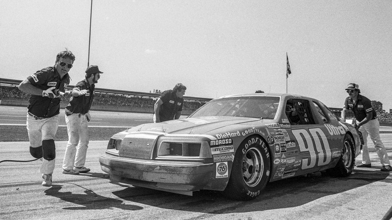 Ford Thunderbird in racing pit