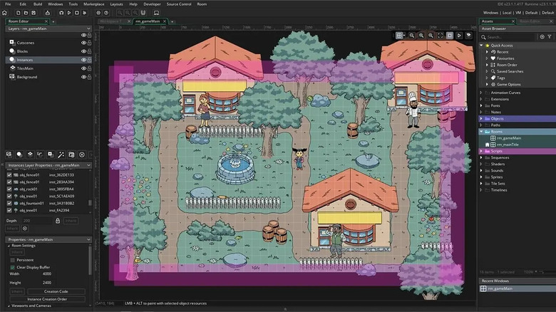 Game Maker software development screen