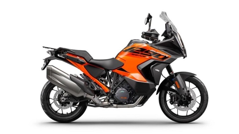 KTM Super Adventure 1290 motorcycle promo image with white background.