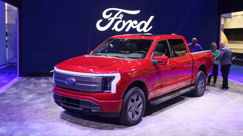 Ford's F-150 Lightning on a showroom floor