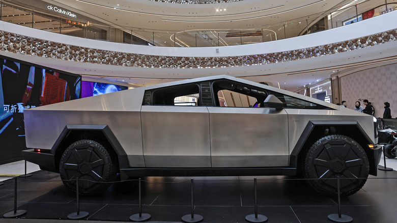 The Tesla Cybertruck on display