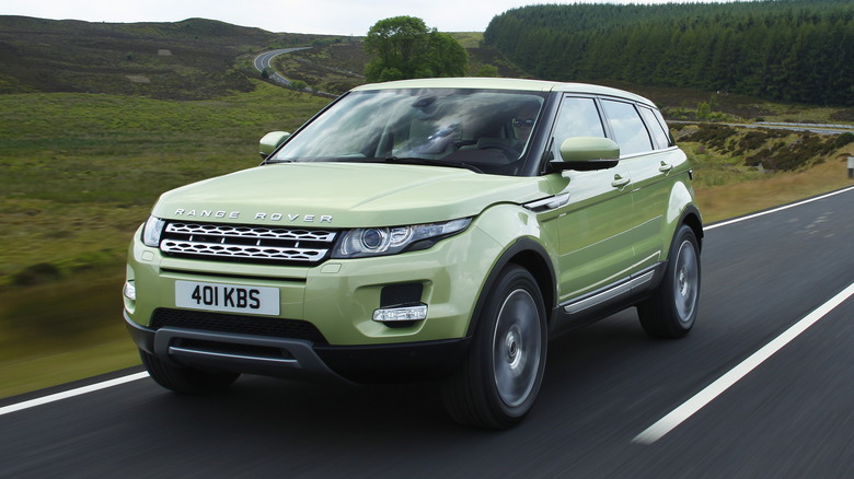 First generation Range Rover Evoque moving on road.