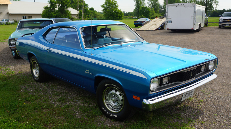 Blue 1970 Plymouth Valiant Duster 340 with Mopar 340