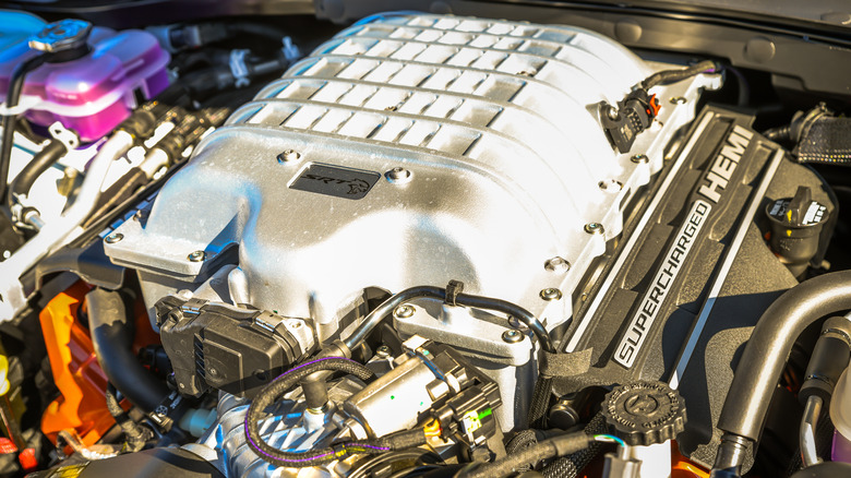 Chrysler 6.2-liter Hellcat V8 in engine bay