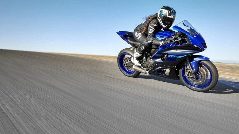 rider on a Yamaha YZF-R7