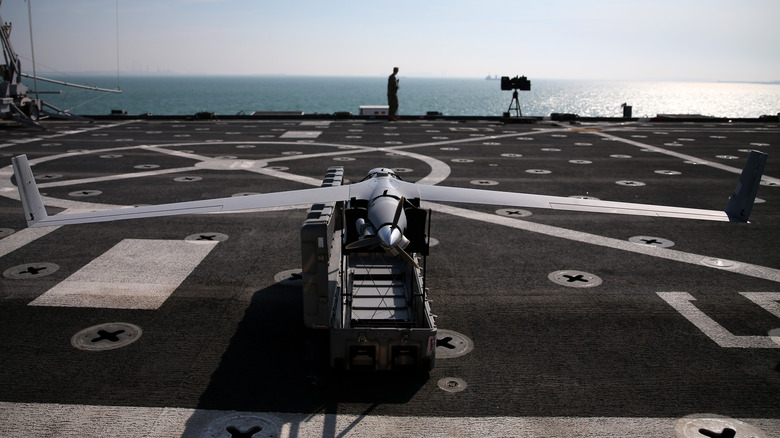 Scaneagle drone on deck of ship