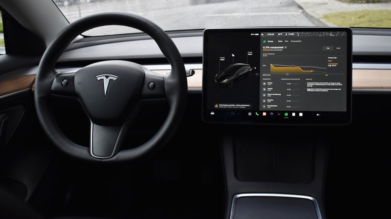 steering wheel on tesla