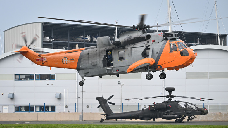 Sea King helicopter on training mission