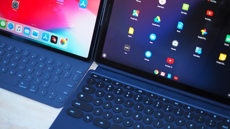 iPad next to Pixel Slate