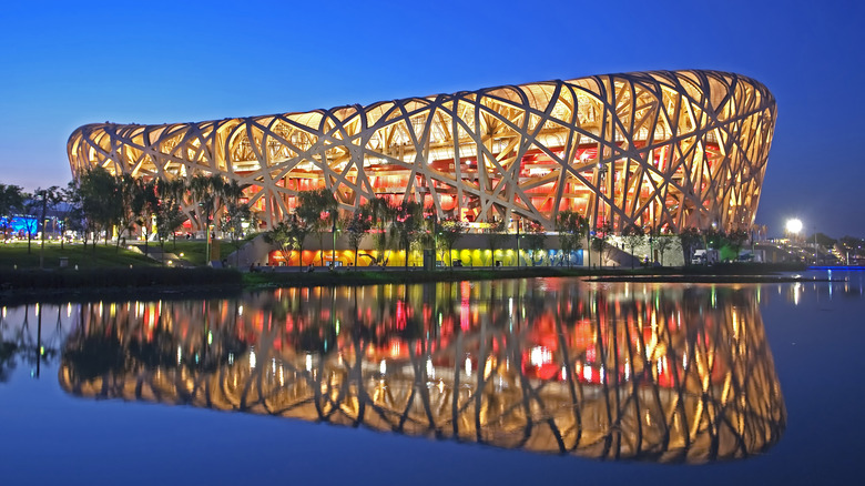 Beijing National Stadium at night