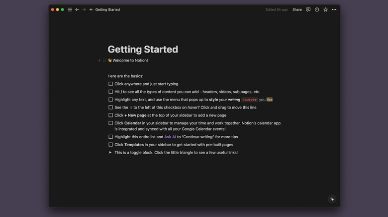 Getting Started notion page