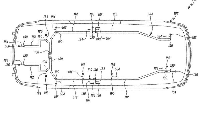 Diagram showing new wiring patent for Tesla vehicles