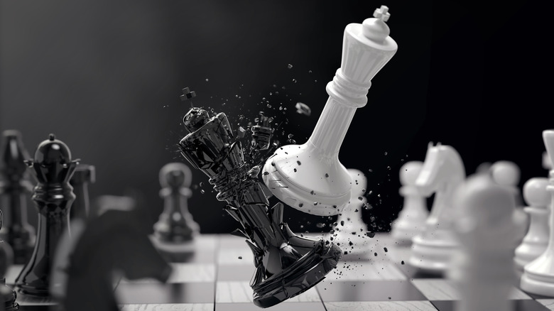 Chess pieces in combat