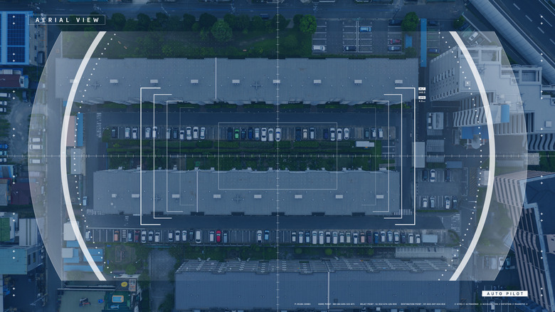 Satellite camera looking at parking lot