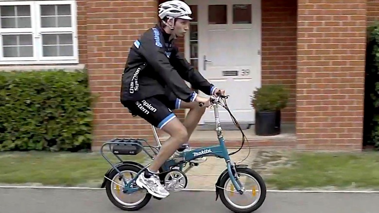 Makita Motor-Assisted Bike In Motion with rider