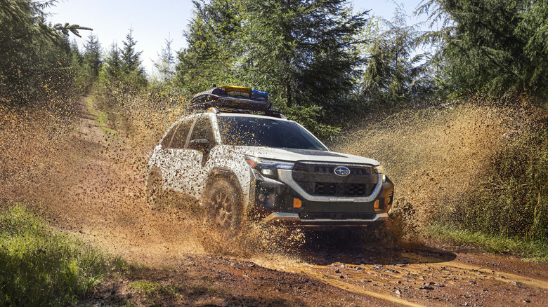 The 2026 Subaru Forester Wilderness negotiating an offroad travk