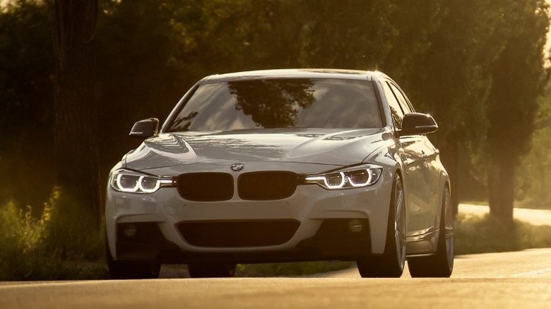 Picture of a BMW 3 Series F30 on the road.