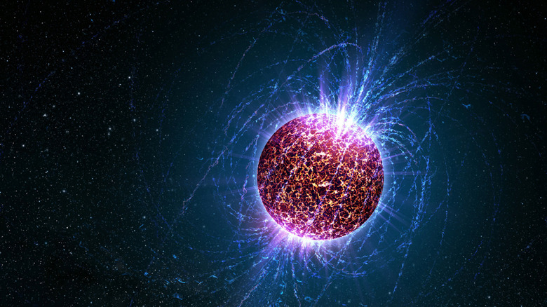 artist's concept of a highly magnetized neutron star