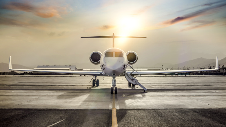 Private jet on runway