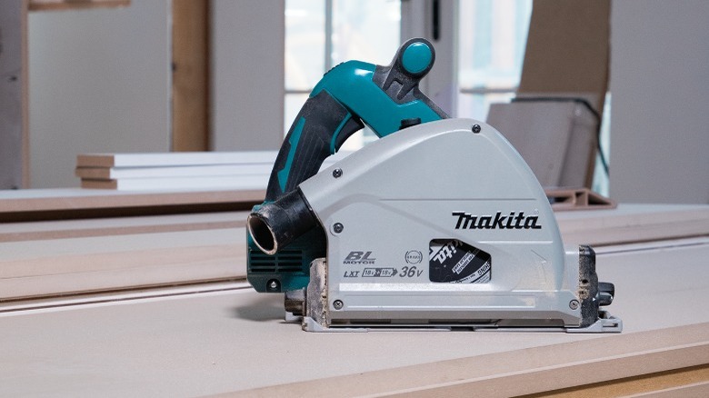 Makita track saw on table