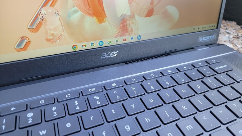 closeup of acer logo on chromebook plus 515