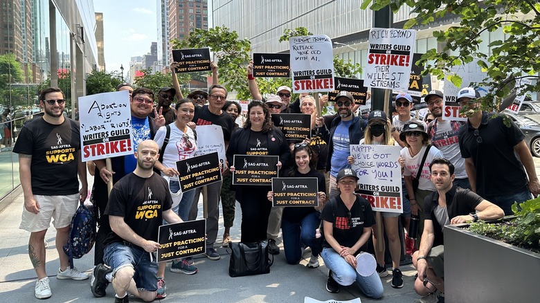 SAG-AFTRA members protesting