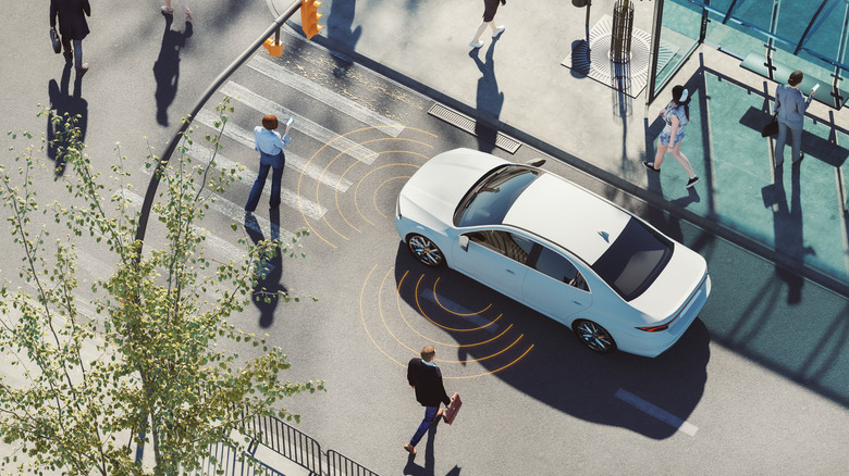 Self-driving car on road