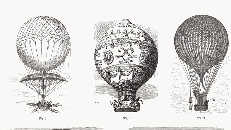 Diagrams of early hot air balloons