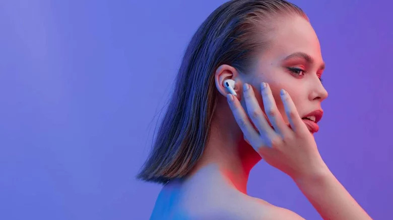 Woman using AirPods Pro