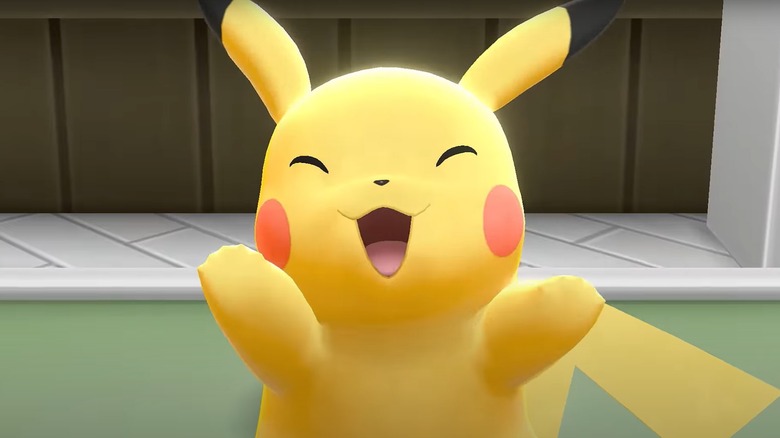 Pikachu looking excited from the Pokémon Let's Go Pikachu trailer