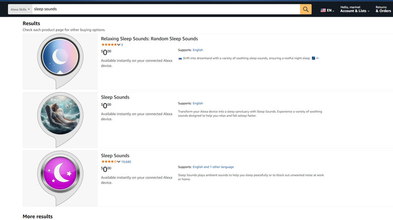 Sleep Sounds Alexa skills available on Amazon