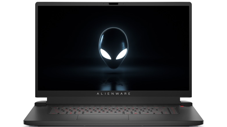 The front view of the Alienware m17 R5 17 inch gaming laptop.