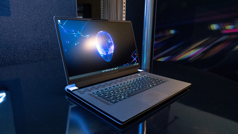 Side view of the Alienware x17 R2 gaming laptop.