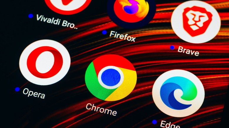 Vivaldi, Firefox, Brave, Opera, Google Chrome and Microsoft Edge app icons