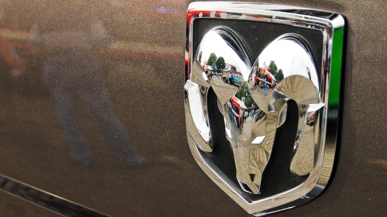 Cropped-in view of Dodge Ram badge