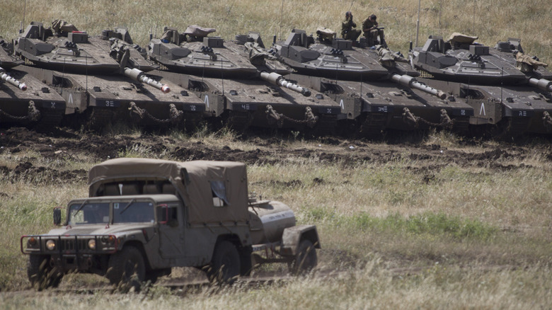 Merkava tanks lined up