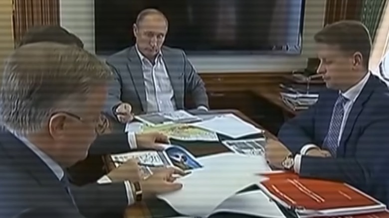 President Putin in a meeting onboard the train