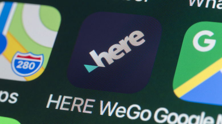 HERE WeGo app on smartphone near other map apps