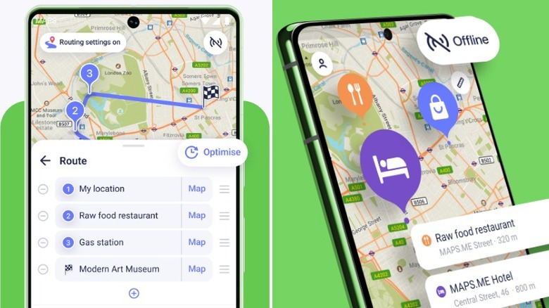 Screenshots of the Maps.Me app from the Google Play Store