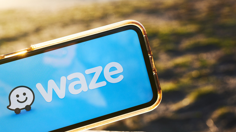 Waze app logo on smartphone