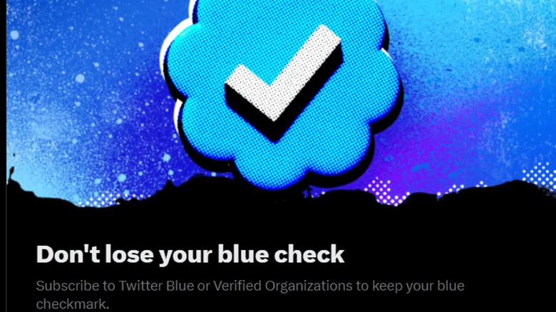 A message warning verified users they could lose their checkmark